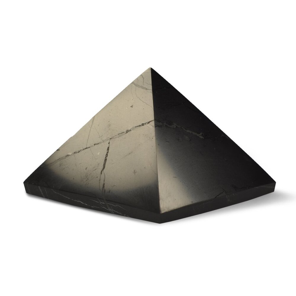 "Authentic 50mm Shungite Pyramid - EMF Protection, Healing Energy Home Decor